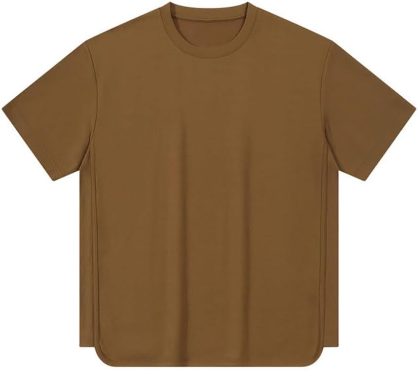 Shoulder Drop Sports Casual Loose Split Short Sleeved T-Shirt for Men