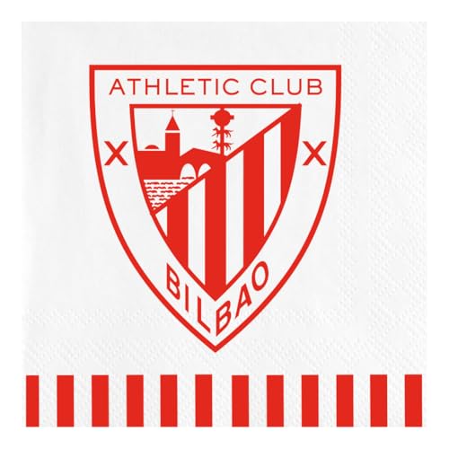 FIESTORA, Servilleta Athletic de Bilbao, Servilletas para Fiesta de Cumpleaños Temática, Diseño Colorido y Divertido, Desechable y Absorbente, Pack 20 Servilletas