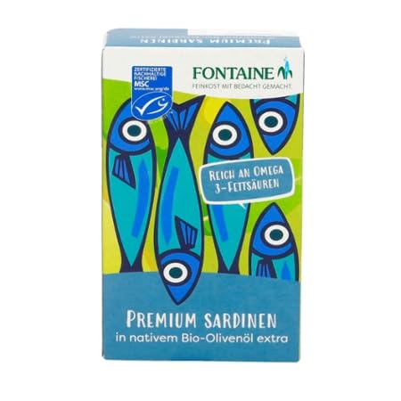 Fontaine - Premium Sardinen in Bio-Olivenöl – 120 g – 5er Pack - Premium Sardinen aus 100% zertifizierter, nachhaltiger Fischerei