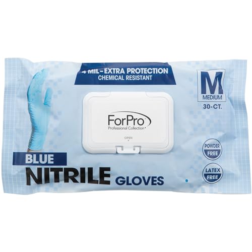 Image of ForPro Disposable Nitrile Gloves, Chemical Resistant, Powder-Free, Latex-Free, Non-Sterile, Food Safe, 4 Mil