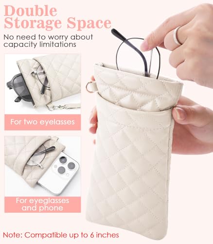 Image of MoKo Squeeze Top Glasses Pouch, Portable Leather Soft Sunglasses Case Anti-Scratch Eyeglasses Bag Goggles Sleeve