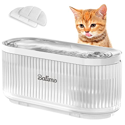 Balimo MEA 3L Fontaine à Eau Chat sans Fil,Super Silencieux Fontaine A Eau pour Chat , Eau Chat Fontaine avec Pompe sans Fil, Bien pour Plusieurs Chats, avec Niveau Eau Visible Cover