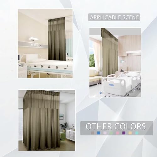 Fllwow Hospital Privacy Cubicle Curtain, with Mesh top and Flat Hooks,15\' Wide X 8\' Long Washable and Flame Retardant - Thumbnail 6