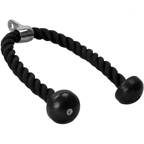 GORILLA SPORTS® Trizepsseil - 68cm / 85cm / 100cm, mit Drehgelenk, bis 150 kg Belastbar, Schwarz - Trizeps Seil, Kabelzuggriff, Tau Nylon, Kabelzug, Seilzug, Pull Down, Bizeps Seil, Kraftstation GORILLA SPORTS® Trizepsseil - 68cm / 85cm / 100cm, mit Drehgelenk, bis 150 kg Belastbar, Schwarz - Trizeps Seil, Kabelzuggriff, Tau Nylon, Kabelzug, Seilzug, Pull Down, Bizeps Seil, Kraftstation