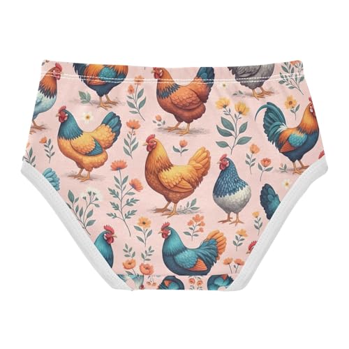 Cute Chickens Pink Toddler Girls Underwear, Cotton Girls Underwear, 2T–8 Years2