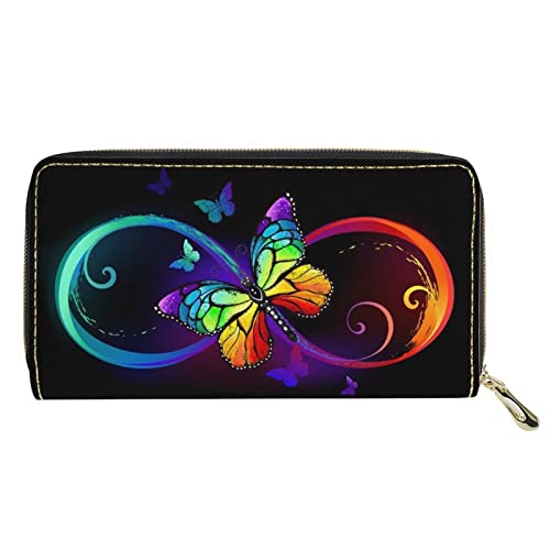 Coeqine Women Long Wallet Girls Purse Pu Leather Zipper Closure With Colorful Butterfly Pattern Black Large Capacity Clutch Purse Coin Card Holder #TOP1