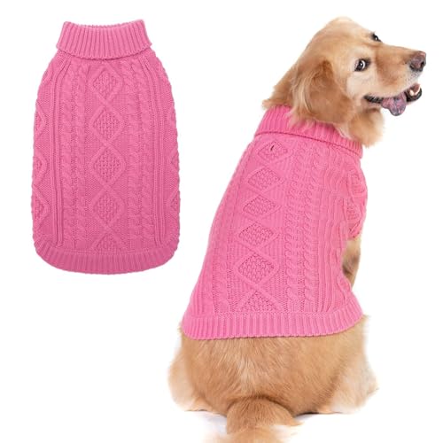 Image of BINGPET Dog Sweater for Medium Dogs, Turtleneck Knitted Clothes