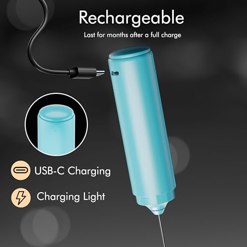 Image of Rechargeable Milk Frother Handheld, 2-IN-1 Dual Spring Whisk Electric Frother Wand for Cappuccino Latte Macchiato, Portable Drink Mixer for Coffee, Matcha, Hot Chocolate