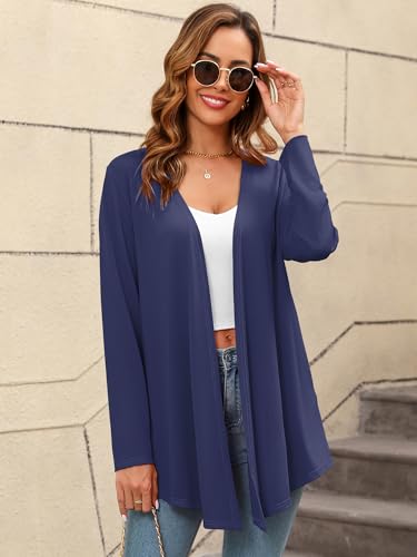 Image of Women's Lightweight Open Front Cardigans Casual Soft Drape Spring Summer Fall Cardigan S-3XL