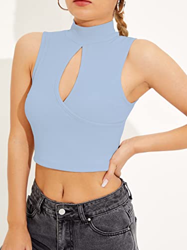 Image of Shasmi Women's & Girl's Black and Maroon Solid Ribbed High Neck Stand Collar Sleeveless Slim Fit Cut Out Tank Tops (Top 43)