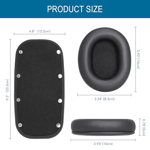 Almohadillas de repuesto GEVO y funda protectora para diadema compatibles con audífonos Audio Technica ATH M50, M50X, M50XBT, M40X, M30X, M20X, MSR7, SX1 (Negro) miniatura 3