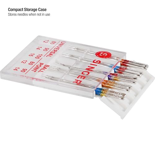 SINGER Universal Regular & Ball Point Sewing Machine Needles, Sizes 80/12, 90/14, 100/16-10 Count