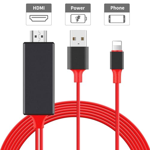 Image of Lighting to USB,HDMI Cable Compatible With iOS to TV Projector Monitor, 1080P Digital AV Adapter Cord, 2m HDMI Adapter HDTV Cable with USB Charging Port, Sync Screen Converter