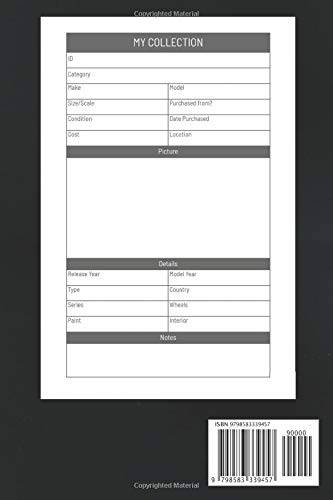 Die Cast Car Collector Log Book: Hobby Car Model Collecting Logbook | Toy Car Collection Notebook | Diecast Sports Car Collector Register #TOP1