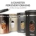 Veken Coffee Canister with Window,Airtight Stainless Steel Pantry Container,Home Kitchen Food Storage Organizers for Ground,Beans,Espresso,Rice,Tea,Sugar,Cereal, Flour,Bar Accessories,Gifts,22OZ,Black