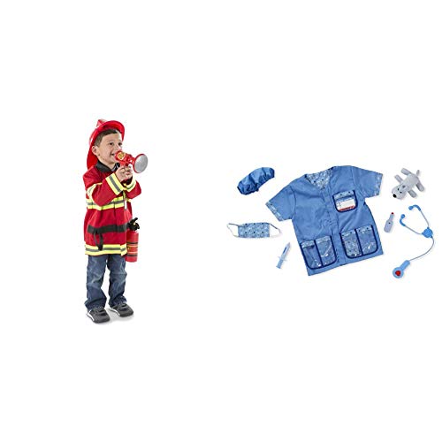 Melissa & Doug Fire Chief Role Play Costume Set & & Doug Veterinarian Role Play Costume Set