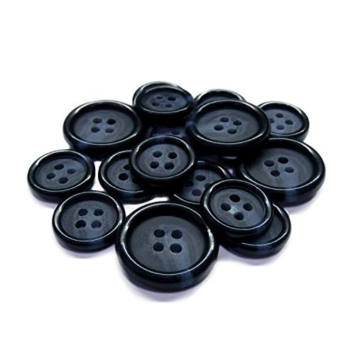 Buttonmode Luxury Suit Buttons 16Pc Set Includes 4 Buttons Measuring 20Mm (3/4 Inch) For Jacket Front And 12 Buttons Measuring 15Mm (9/16 Inch) For Jacket Sleeves And Pants, Blue Navy, 16-Buttons #TOP2