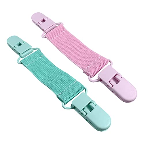 4 Pcs Plastic Winter Mitten Clips Toddlers Gloves Clips Elastic Glove Straps Adjustable Hat Clips Clothes Cinch Clips Pink and Green