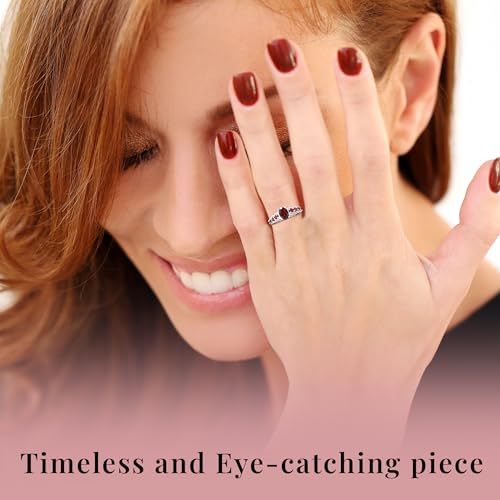 shop lc delivering joy 9 stone garnet ring for women in 925 sterling silver - january birthstone promise engagement vintage red garnet jewelry birthday gifts for womens