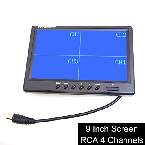 EKYLIN 9" TFT LCD Quad Split Monitor for Auto Truck CCTV Surveillance, Remote