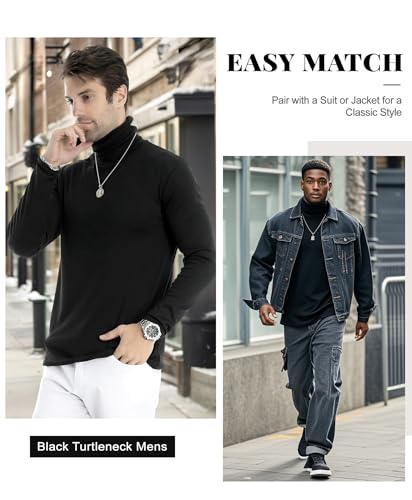Men's Slim Fit Lightweight Long Sleeve Knitted Pullover Top Turtleneck Sweater T-Shirt4