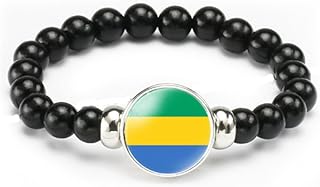 vmcoatdu National Flag Bracelet Elastic Rope Beaded Bracelet Support Your Country Travel Souvenir Gifts for Men Women