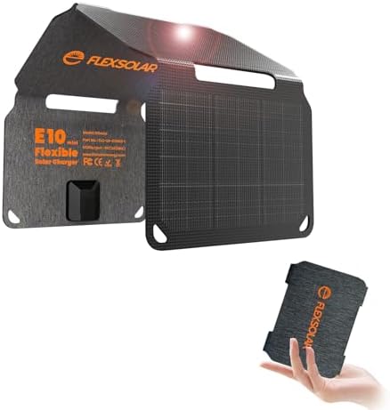 FlexSolar 10W Foldable Solar Chargers 5V USB Small Power Emergency Portable 4 Folds Panels IP67 Waterproof Camping Hiking Backpacking for Phones Flashlight Watches Small Power Banks Battery Packs