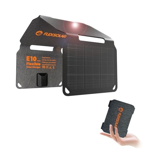FlexSolar 10W Foldable Solar Chargers 5V USB Small Power Emergency Portable 4 Folds Panels IP67 Waterproof Camping Hiking Backpacking for Phones Flashlight Watches Small Power Banks Battery Packs