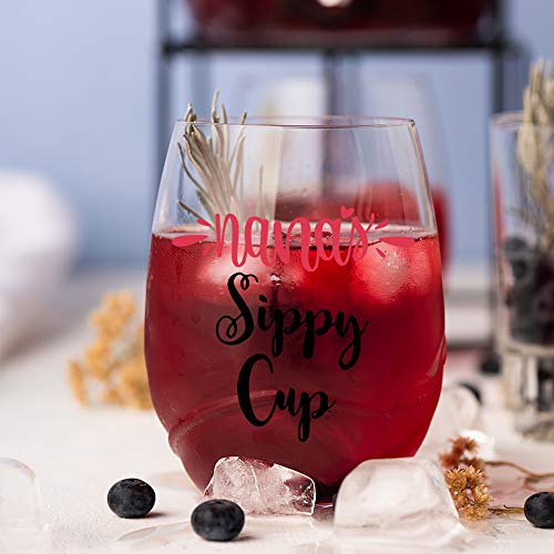 Agmdesign Nana's Sippy Cup Wine Glass, Grandma Gifts, Nana Birthday Gift For Nana, Best Nana Ever, Nana Gifts From Grandkids, Great Grandma Gifts, Funny Birthday Gifts For Mom From Daughter, Son #TOP2