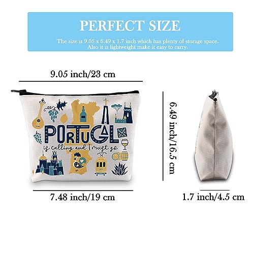 Portugal Vacation Travel Gift Portugal Bachelorette Party Gift Portugal Is Calling I Must Go Travel Makeup Bag (Must Go Portugal Bag)2