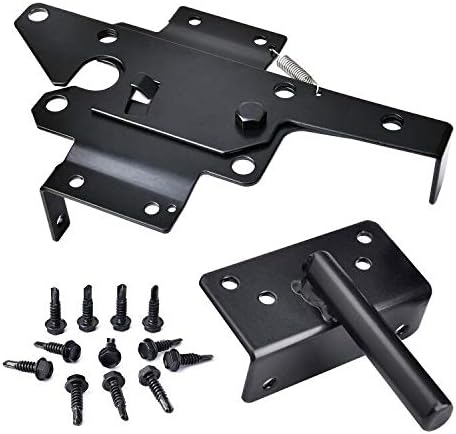 VIGRUE Gate Latch - Heavy Duty Self-Locking Automatic Gate Latch for Wooden Fence with Fasteners Hardware for Secure Pool, Yard, Garden, Black