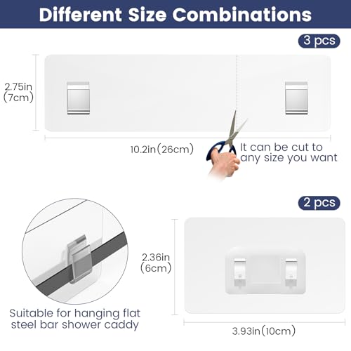 LIASDIVA 5 Stück Klebehaken für Duschablage, Verdickte und Superklebrige Wandhaken für Duschregal, Wasserdicht Duschkörbe Ersatzhaken (Für Metallstreifen-Duschablage)