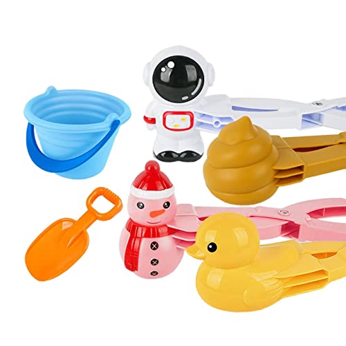 DYNWAVE 6 Pieces Multi Functional Snow Clip,Snowball Fight Game, Maker Clamps,Outdoor Snow Toys for Game Outdoor, Activities, Outdoor Beach, Without Heart