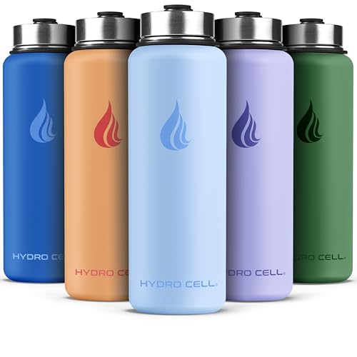 Image of HYDRO CELL Stainless Steel Insulated Water Bottle with Straw - For Cold & Hot Drinks - Metal Vacuum Flask with Screw Cap and Modern Leakproof Sport Thermos for Adults (Glacier 40oz)