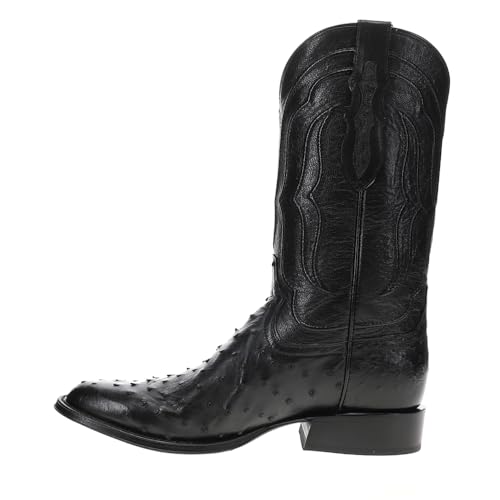 Tony Lama Mens Canonero 12 Inch Full Quill Ostrich Round Toe Dress Boots Mid Calf - Black - Size 10 D3