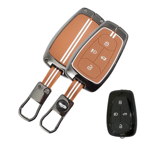 Image of Metal Keycover for Punch, Harrier, Altroz, Nexon, New Safari, Bolt, Tiago, Tigor - 4 Button Smart Key (Metal Brown)