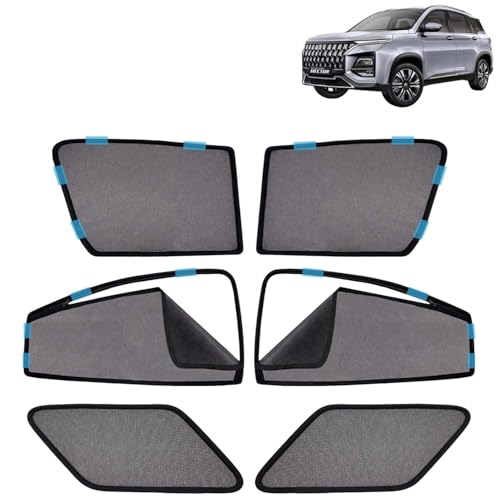 Image of KINGSWAY Car Sun Shade Curtains Only Compatible with Morris Garages (MG) Hector (2026 Onwards) | Front Window in Half Cut and Rear in Zipper (Magnetic) | UV & Heat Protection | Pack of 6 Pcs