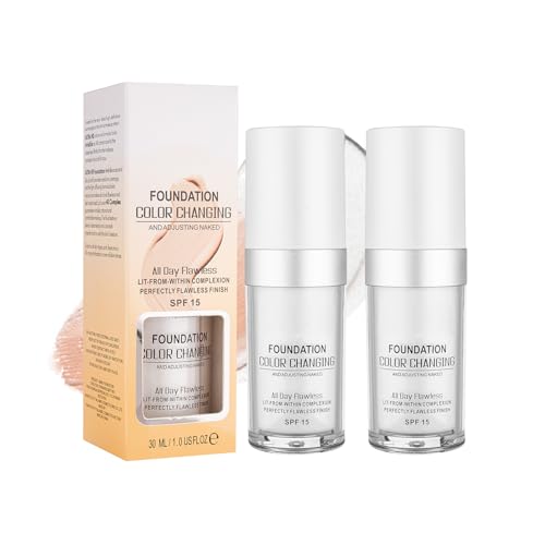Foundation Color Changing für Farbkorrektur gleichmäßigen Hautton & Abdeckung von Unvollkommenheiten für natürliches Gesichtsaussehen inklusive SPF15 Foundation Stark deckende Foundation x2pcs