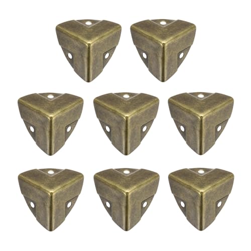 Image of uxcell 8PCS Metal Corner Protector 0.9 x 0.9 x 0.9 Inch Box Edge Guard Protector Zinc Alloy Cabinets Speaker Corners Protector for Furniture Decorative (Imprint Edge, Vintage Bronze Tone)