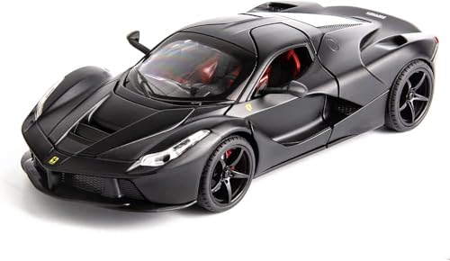 Image of 1:22 La Ferrari RAFA Toy Car Model for Kids Pull Back Diecast Car with Sound Light & Openable Doors Zinc Alloy Metal Sports Vehicle Boys Girls Gift (Black)