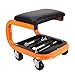 aleawol Sgabello da officina con 4 ruote, 180 kg, pieghevole, da officina, da lavoro con ripiano e morbido cuscino per seduta, da officina, da lavoro