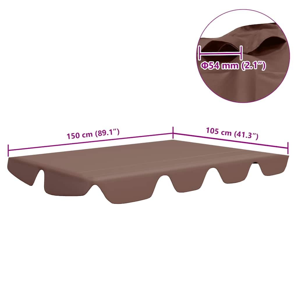 vidaXL Ersatzdach für Gartenschaukel Hollywoodschaukel Dach Dachbezug Schaukeldach Ersatz-Bezug Sonnendach Dachplane Braun 150/130x105/70 cm