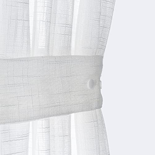 Jinchan SLBFCDPN-5272P1V01 French Door Curtain Panel Linen Look French Door Panels 72 Inches White Sheer Curtains thumb #1