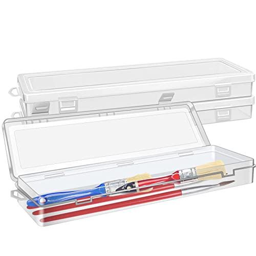 3Pcs Paint Brush Holder For Long Paintbrushes, Paint Brushes Storage Box Watercolor Pen Container Drawing Tools, Clear #TOP30