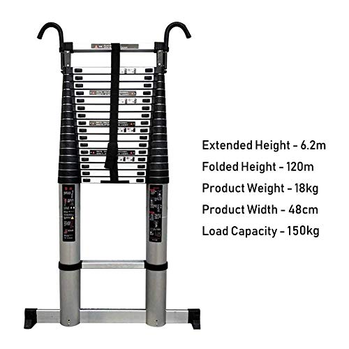 LADDERS Ladder Telescopic Ladders,Atelescoping Ladder with Detachable Hooks, Portable Multi Purpose Telescoping Extendable Ladder for Engineering Loft, 150Kg Capacity,6.2M/20.3Ft