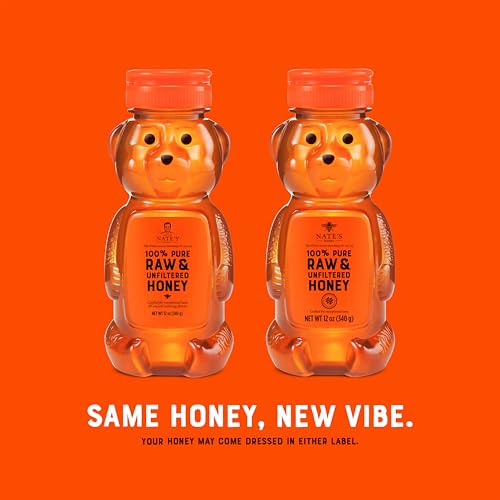 Nature Nate?s 100% Pure Raw & Unfiltered Honey; 12-oz Bear Squeeze Bottle; Certified Gluten Free and OU Kosher Certified; Enjoy Honey?s Balanced Flavors, Wholesome Benefits and Sweet Natural Goodness.