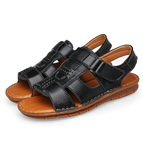 Men Sandals Hollow Out Breathable Genuine Leather Casual for Driving Flat Men Sandals(42)