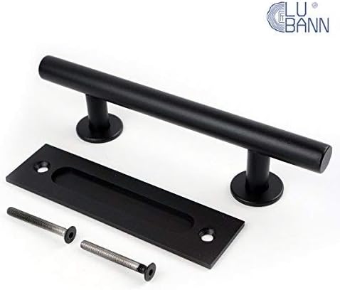 LUBANN 12" Sliding Barn Door Handle Pull Set Premium Carbon Steel Black