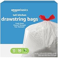 90-Count Amazon Basics 13 Gallon Flextra Tall Kitchen Drawstring Trash Bags only .79-.91: eDeal Info