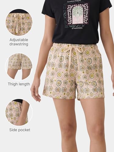 Image of Enamor Drawstring Mid Thigh Length Mid Rise Basic Shorts - Relaxed Fit, Super Soft Cotton - E062